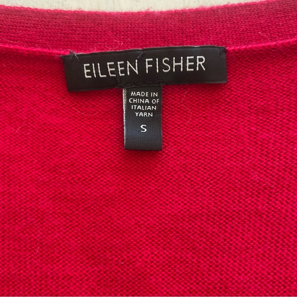 Eileen Fisher Merino Wool Red Cardigan Sweater Long Sleeve Size Small Small Hole - Picture 5 of 6